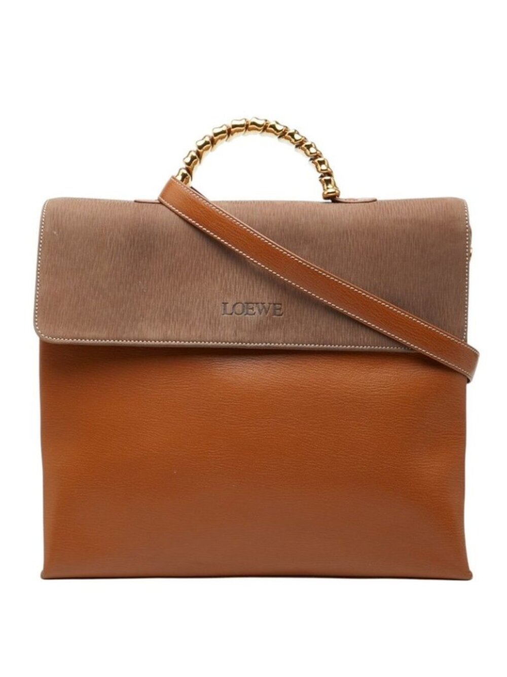 Loewe Velazquez Twist 2-Way Shoulder Bag Brown Leather